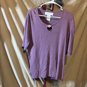 Sag Harbor Purple Cut Out 3/4 Sleeve Blouse